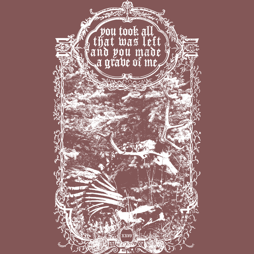 hollower band you took all that was left and you made a grave of me ornate skeleton merch design